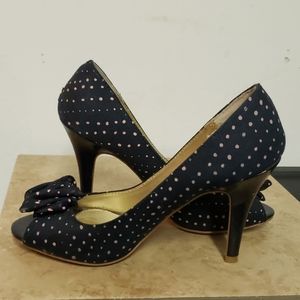Blue Polka Dot Peep-toe Pumps